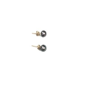 Metallic gray freshwater pearl stud earrings.